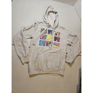 MTV Multi-logo Gray Cotton Blend Hoodie XS XSmall 1 Women's Neon Colorful Grey